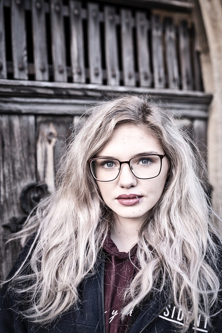 woman, blonde, glasses